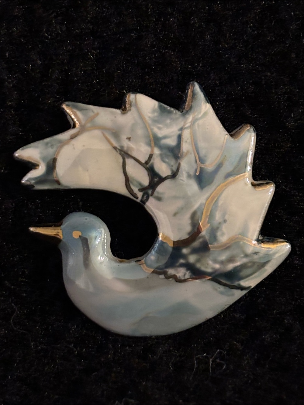 VTG Sylvain Filion Quebec Artisan Ceramic Hand Painted Dove Bird Pin Brooch